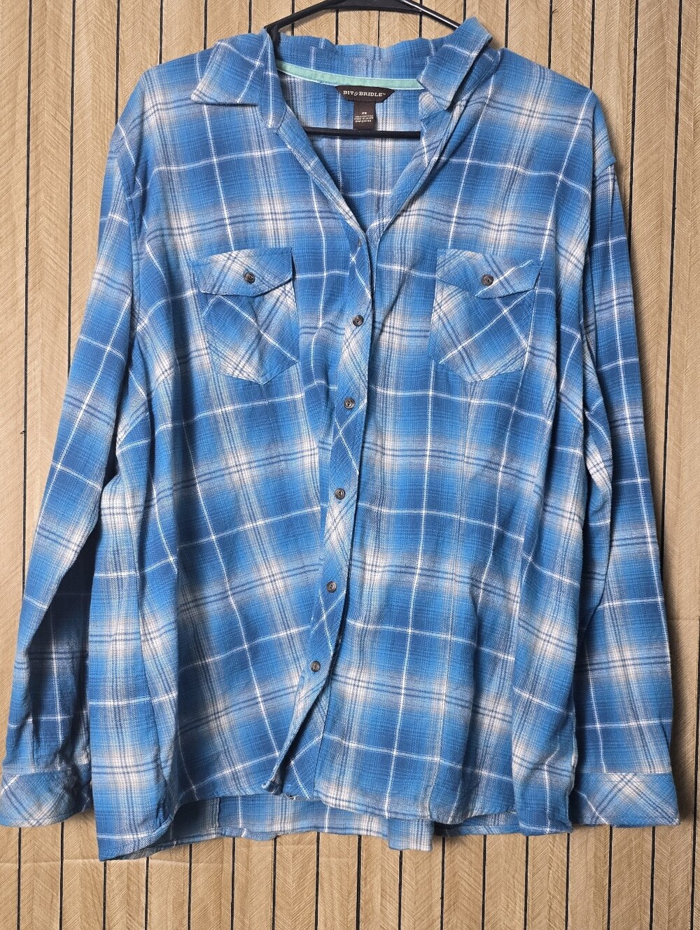 Bit & Bridle Blue and White Plaid Button-Down Shirt